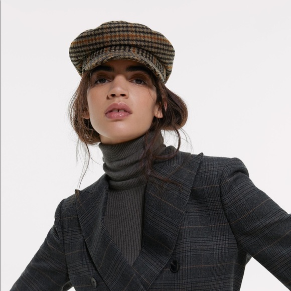 Zara Accessories Zara Taupe Brown Plaid Skipper Hat Poshmark